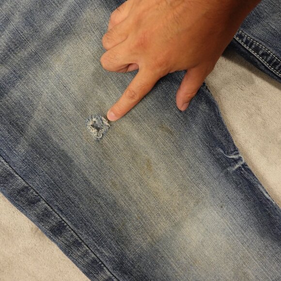 Ariat M4 Low Rise Bootcut Men’s Jeans 34x32 Blue Distressed Durango Denim - Fair - Picture 6 of 16